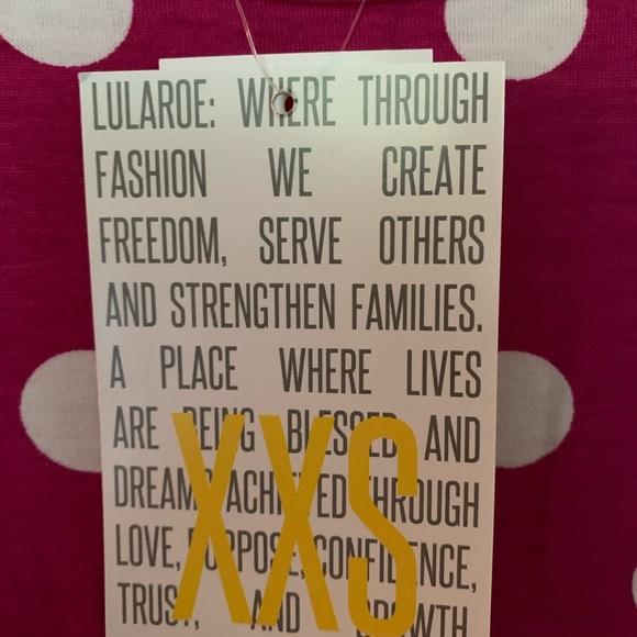 LuLaRoe Melissa Pink Polka Dot Sharkbite Top - XXS NWT - Picture 4 of 8